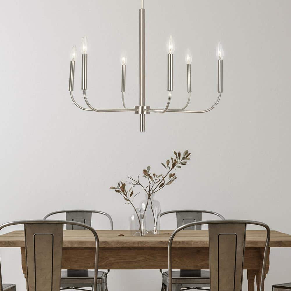 Alsy 6-Light Brushed Nickel Classic Candlestick Chandelier