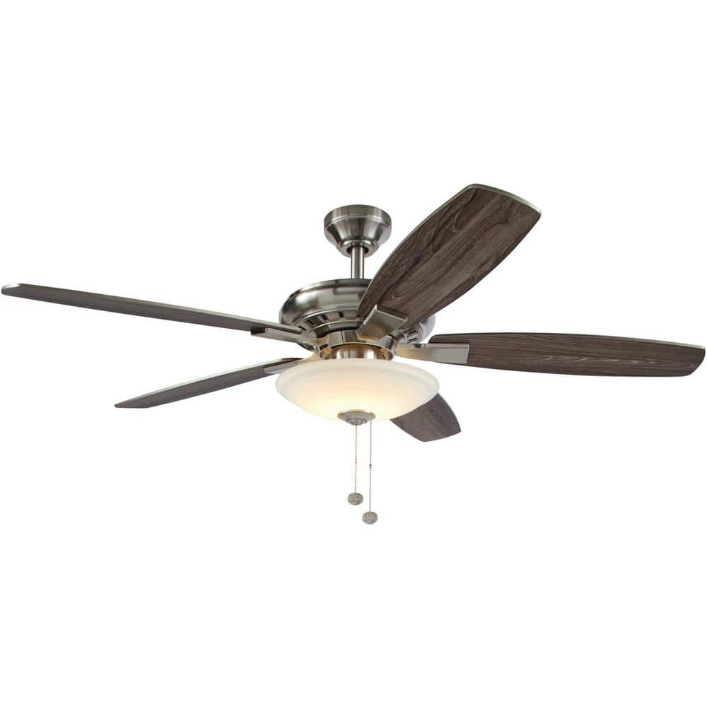 Hampton Bay Menage 52 in. Integrated LED Indoor Low Profile Brushed Nickel Ceiling Fan with Light Kit