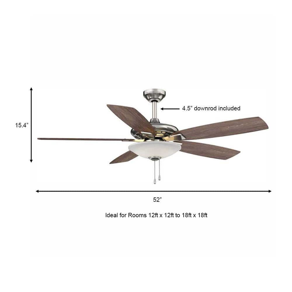 Hampton Bay Menage 52 in. Integrated LED Indoor Low Profile Brushed Nickel Ceiling Fan with Light Kit