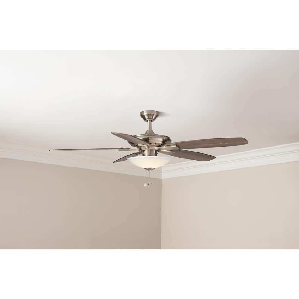 Hampton Bay Menage 52 in. Integrated LED Indoor Low Profile Brushed Nickel Ceiling Fan with Light Kit