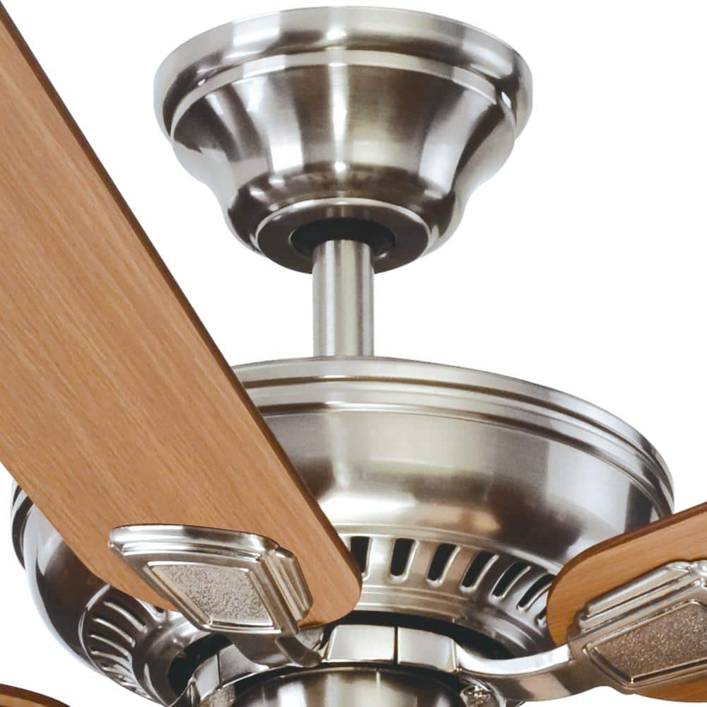 Hampton Bay Campbell 52 in. Indoor LED Brushed Nickel Ceiling Fan with Light Kit, Downrod, Reversible Blades and Remote