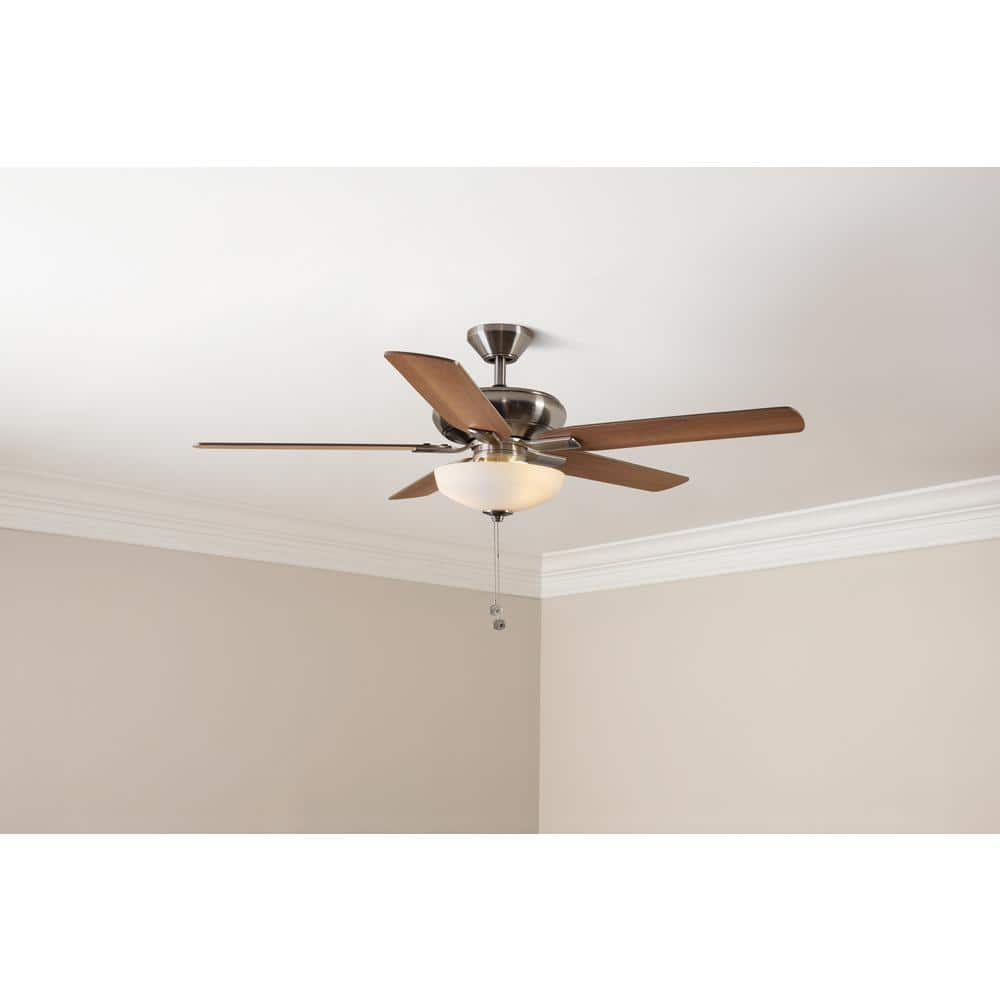 Hampton Bay Holly Springs 52 in. LED Indoor Brushed Nickel Ceiling Fan with Light Kit