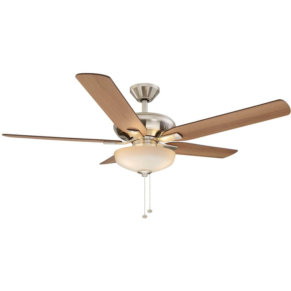 Hampton Bay Holly Springs 52 in. LED Indoor Brushed Nickel Ceiling Fan with Light Kit