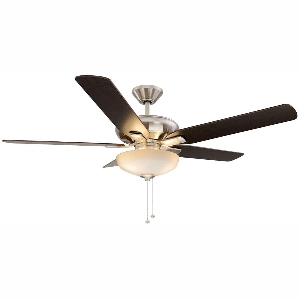 Hampton Bay Holly Springs 52 in. LED Indoor Brushed Nickel Ceiling Fan with Light Kit