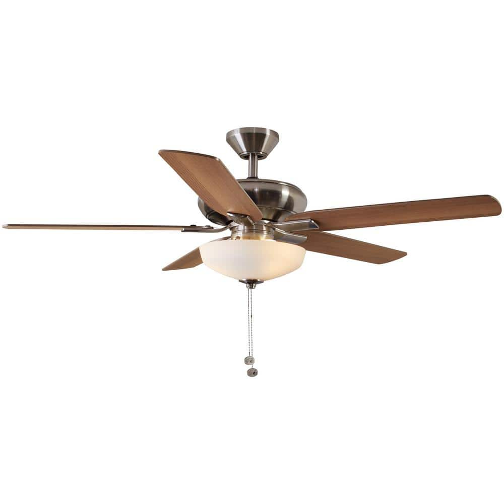 Hampton Bay Holly Springs 52 in. LED Indoor Brushed Nickel Ceiling Fan with Light Kit