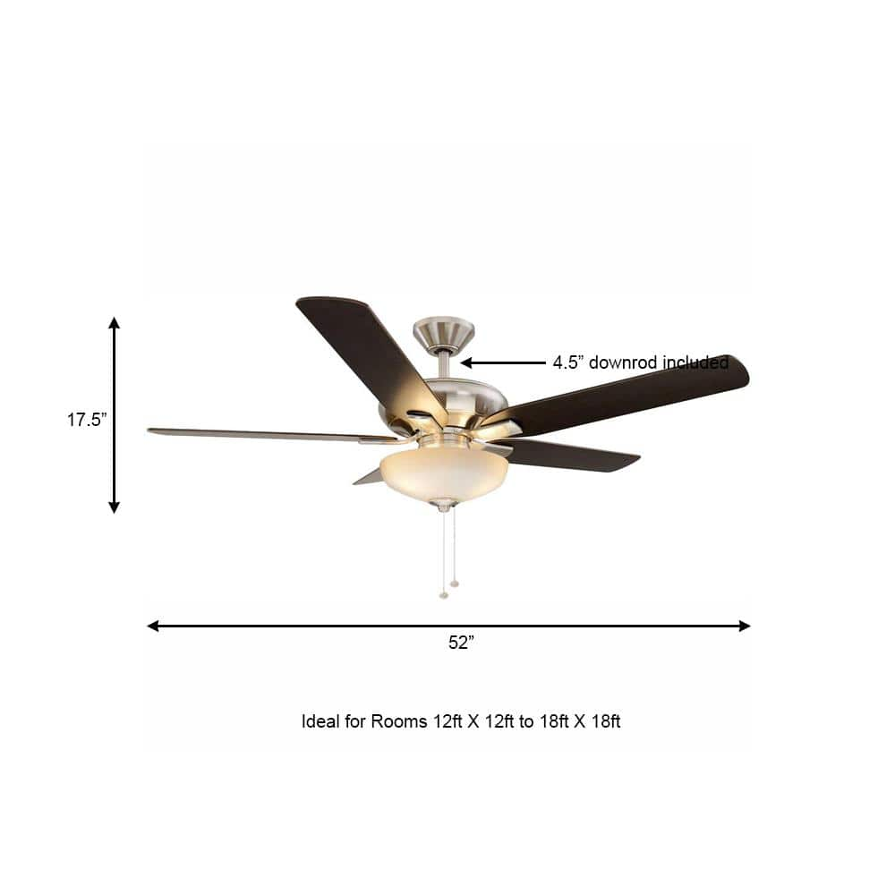 Hampton Bay Holly Springs 52 in. LED Indoor Brushed Nickel Ceiling Fan with Light Kit