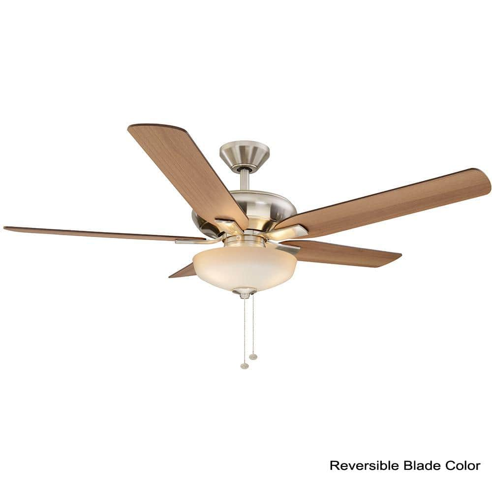 Hampton Bay Holly Springs 52 in. LED Indoor Brushed Nickel Ceiling Fan with Light Kit