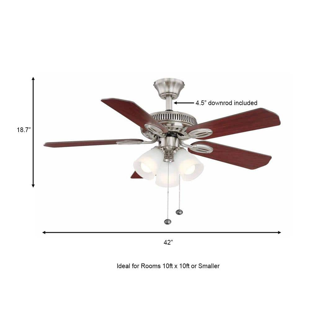 Hampton Bay Glendale 42 in. LED Indoor Brushed Nickel Ceiling Fan with Light Kit