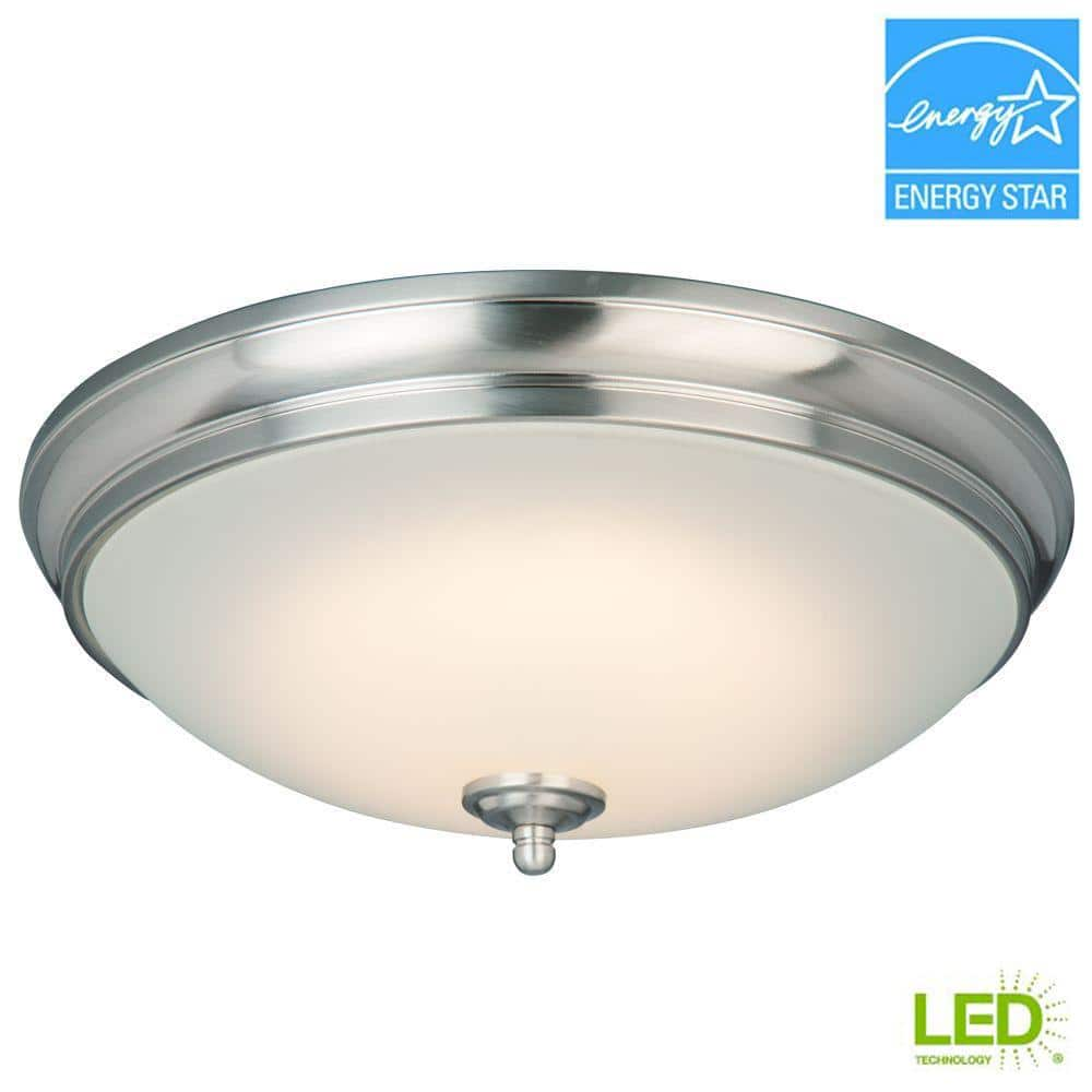 Hampton Bay Clifton 13 in. Brushed Nickel Selectable LED Flush Mount