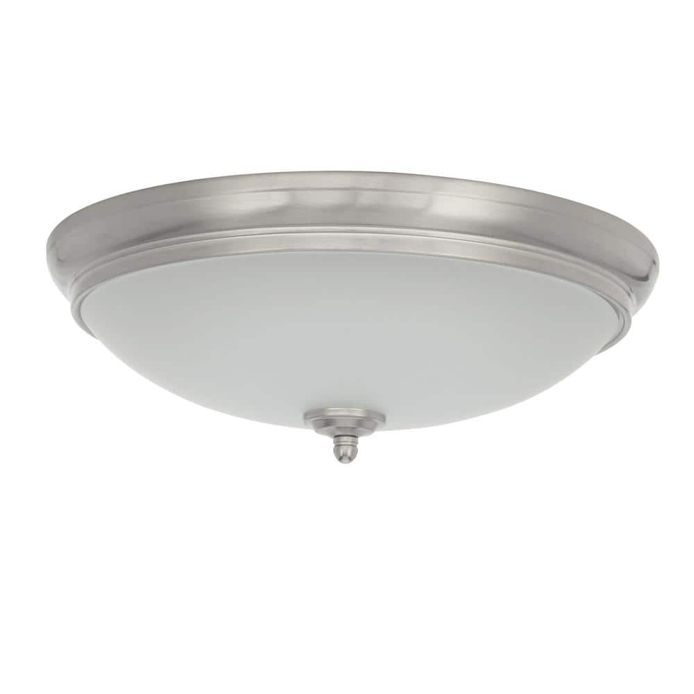 Hampton Bay Clifton 13 in. Brushed Nickel Selectable LED Flush Mount