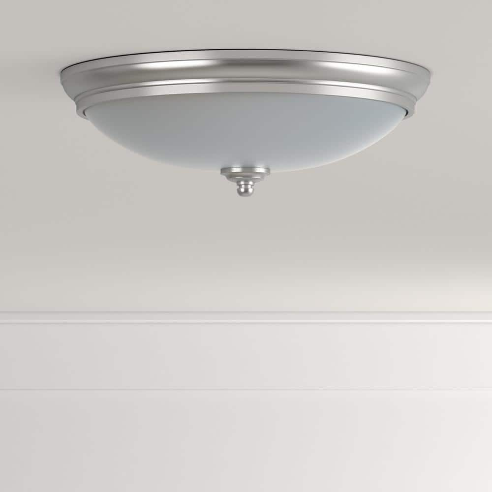 Hampton Bay Clifton 13 in. Brushed Nickel Selectable LED Flush Mount