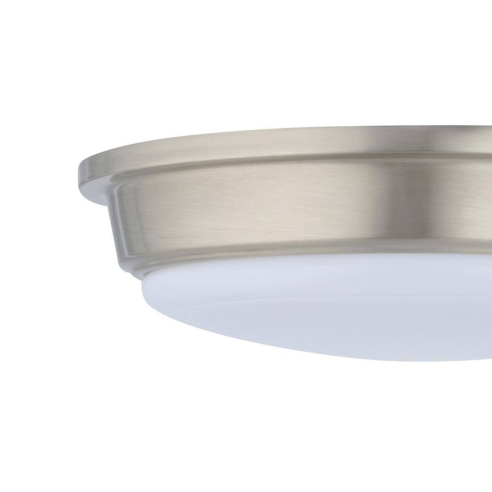 Hampton Bay 13 in. 180-Watt Equivalent Brushed Nickel Integrated LED Flush Mount with Frosted Acrylic Shade