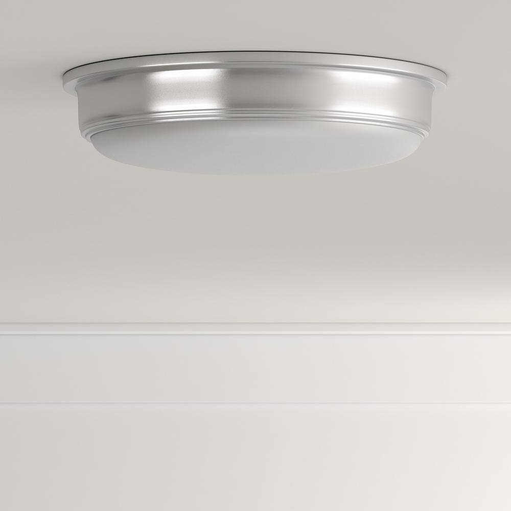 Hampton Bay 13 in. 180-Watt Equivalent Brushed Nickel Integrated LED Flush Mount with Frosted Acrylic Shade