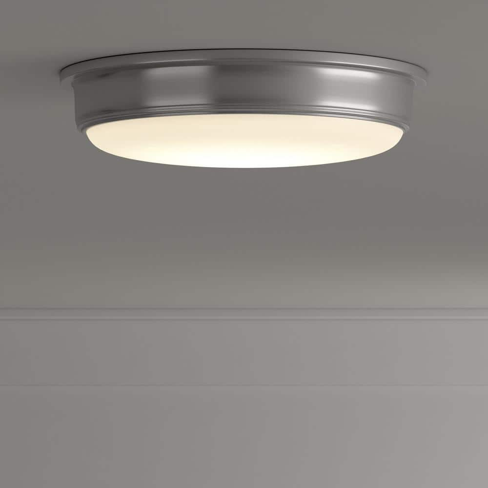 Hampton Bay 13 in. 180-Watt Equivalent Brushed Nickel Integrated LED Flush Mount with Frosted Acrylic Shade