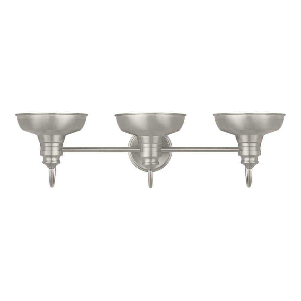 Hampton Bay Elmcroft 29 in. 3-Light Brushed Nickel Bath Vanity Light