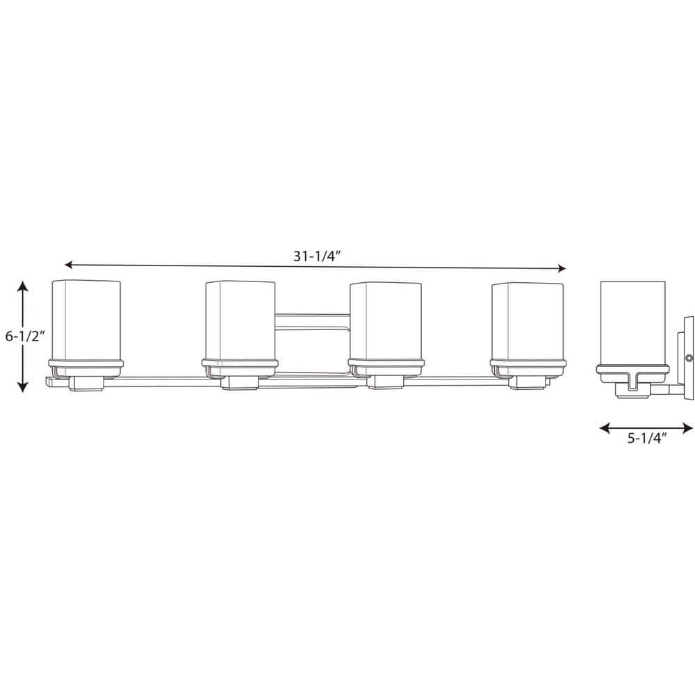 Progress Lighting Metric Collection 4-Light Brushed Nickel Etched/Painted White Inside Glass Coastal Bath Vanity Light