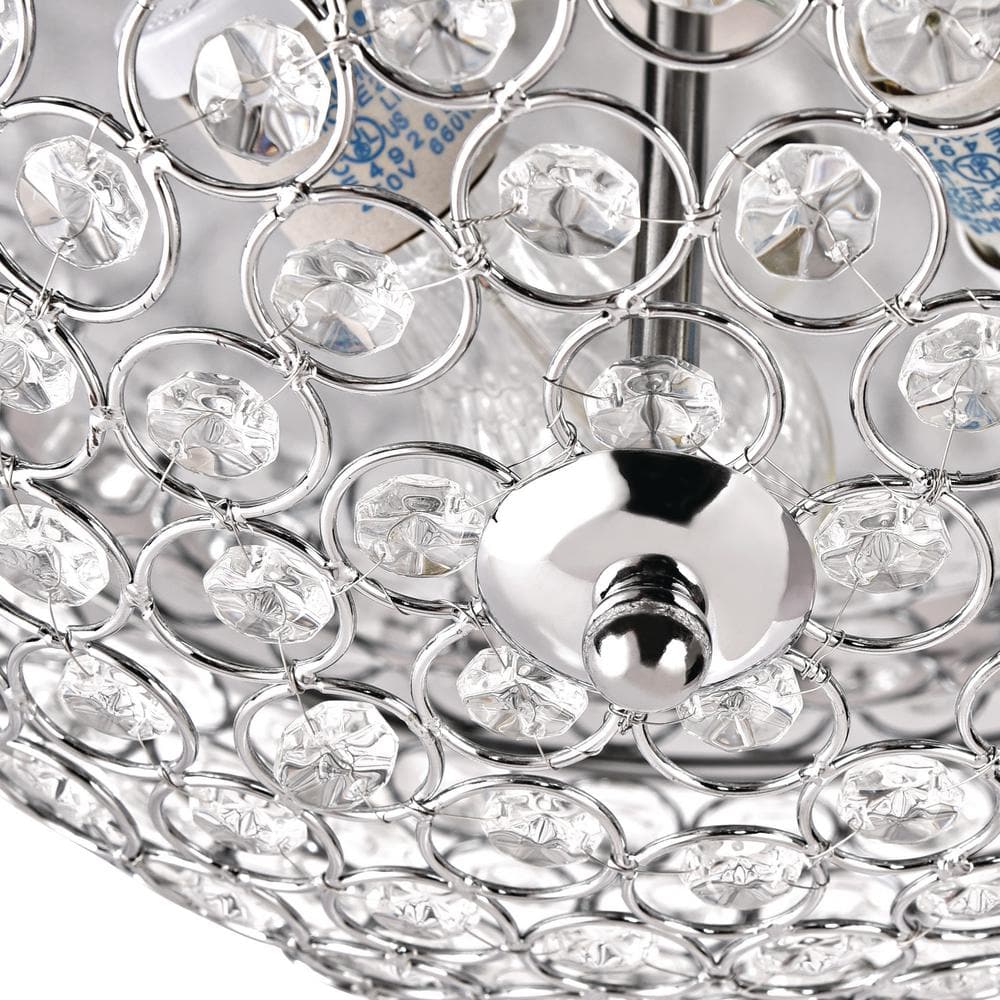 Hampton Bay Juliard 13 in. 2-Light Chrome and Crystal Flush Mount