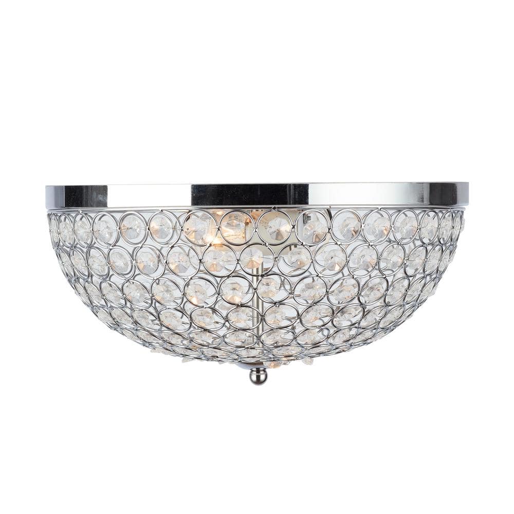 Hampton Bay Juliard 13 in. 2-Light Chrome and Crystal Flush Mount