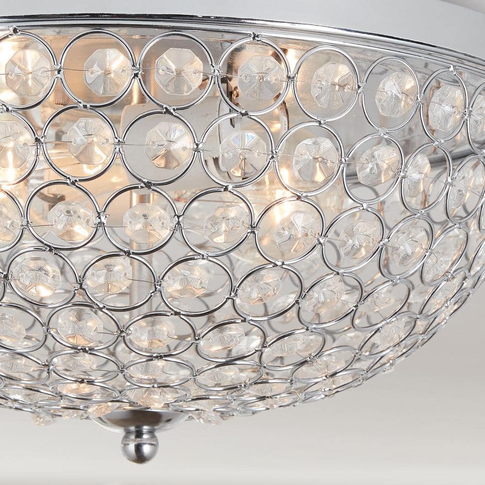 Hampton Bay Juliard 13 in. 2-Light Chrome and Crystal Flush Mount