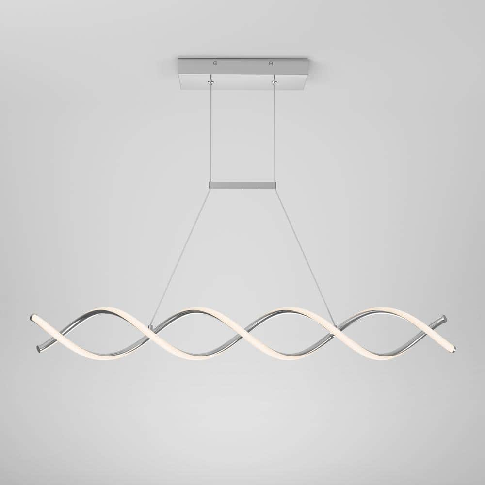 Artika DNA Linear 16-Watt Integrated LED Chrome Modern Hanging Pendant Light for Kitchen Island