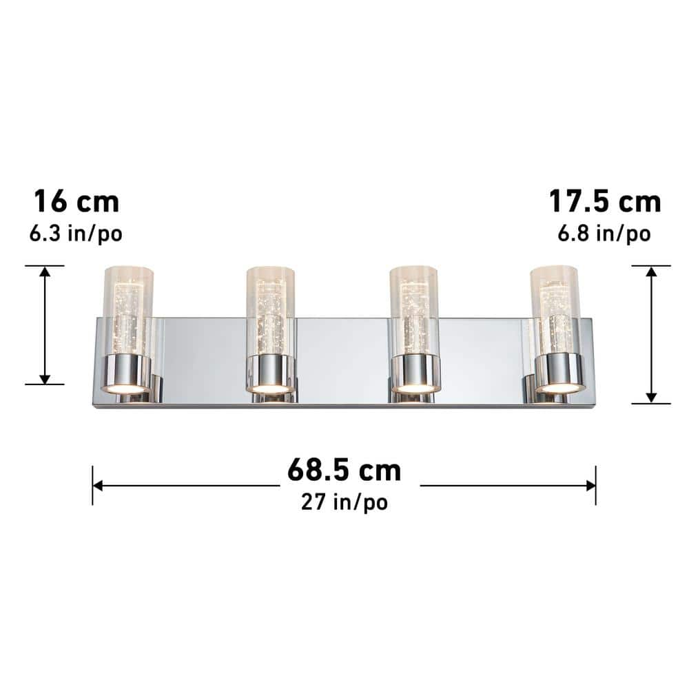 Artika Essence 27 in. 4-Light Chrome LED Modern Bath Vanity Light Bar for Bathroom