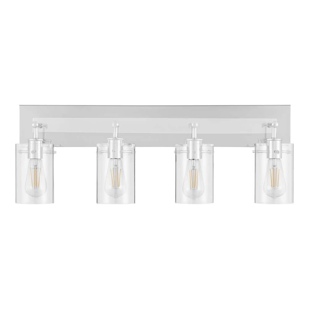 Hampton Bay Regan 29.25 in. 4-Light Chrome Bathroom Vanity Light with Clear Glass Shades