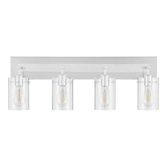 Hampton Bay Regan 29.25 in. 4-Light Chrome Bathroom Vanity Light with Clear Glass Shades