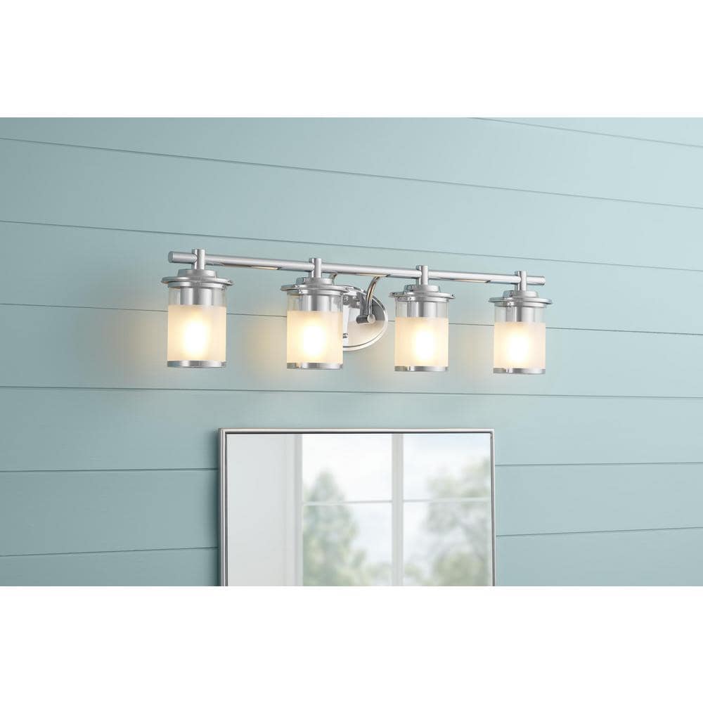 Hampton Bay Truitt 32.13 in. 4-Light Chrome Modern Bath Vanity Light