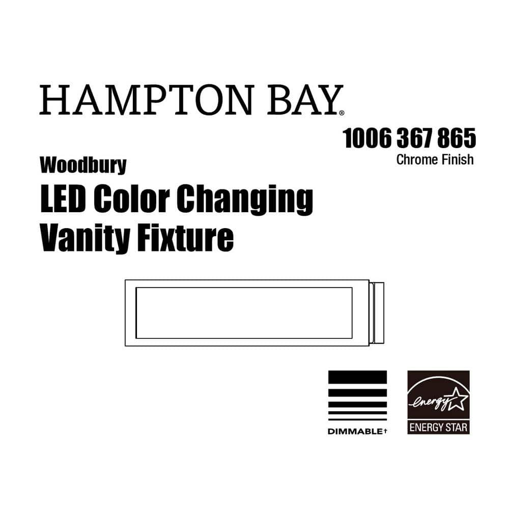 Hampton Bay Woodbury 24.02 in. Chrome LED Bathroom Vanity Light Bar with Frosted Acrylic Shade