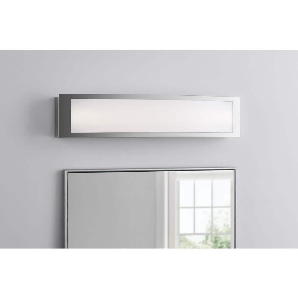 Hampton Bay Woodbury 24.02 in. Chrome LED Bathroom Vanity Light Bar with Frosted Acrylic Shade