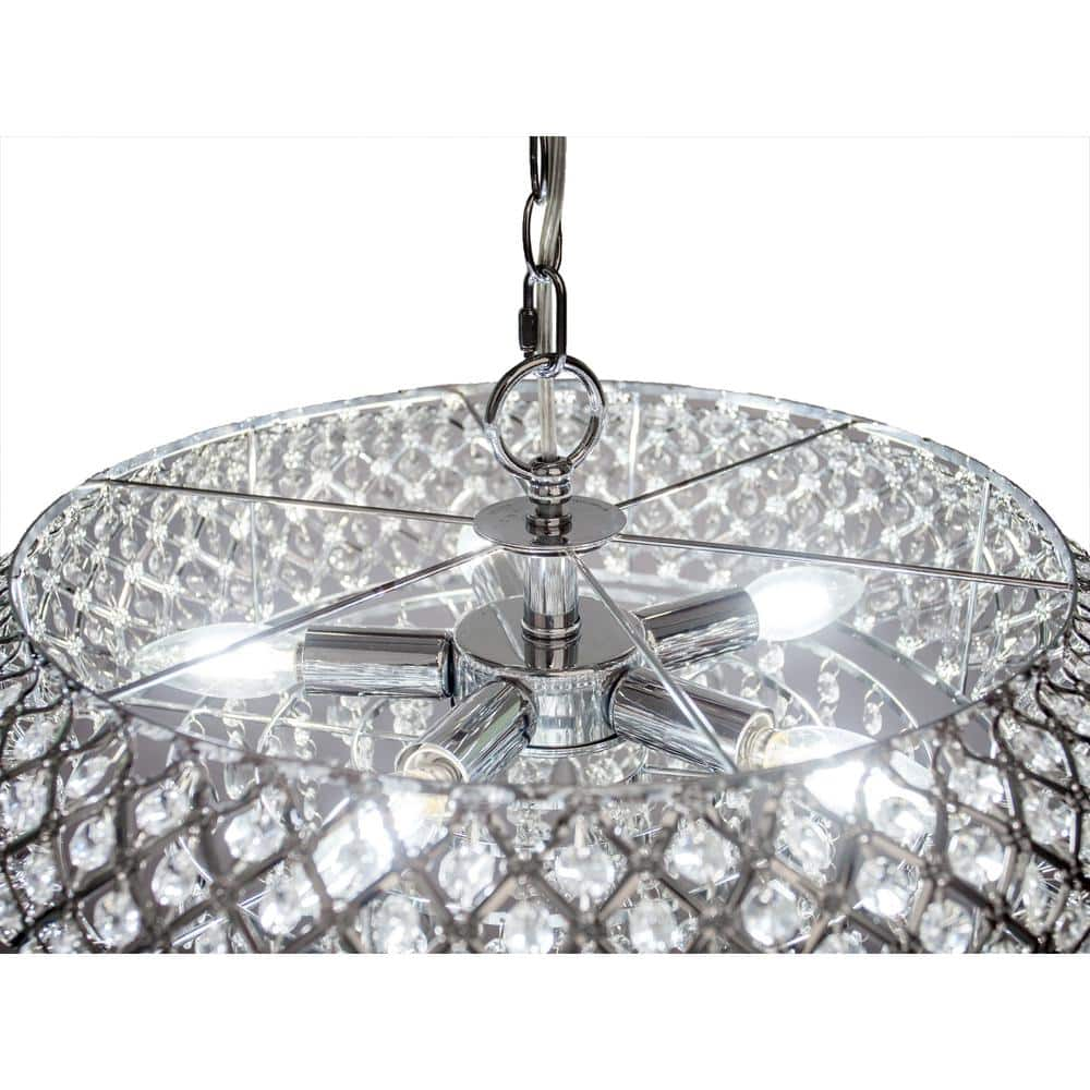 River of Goods 5-Light Chrome Chandelier with Tiered Crystal Glass Shade