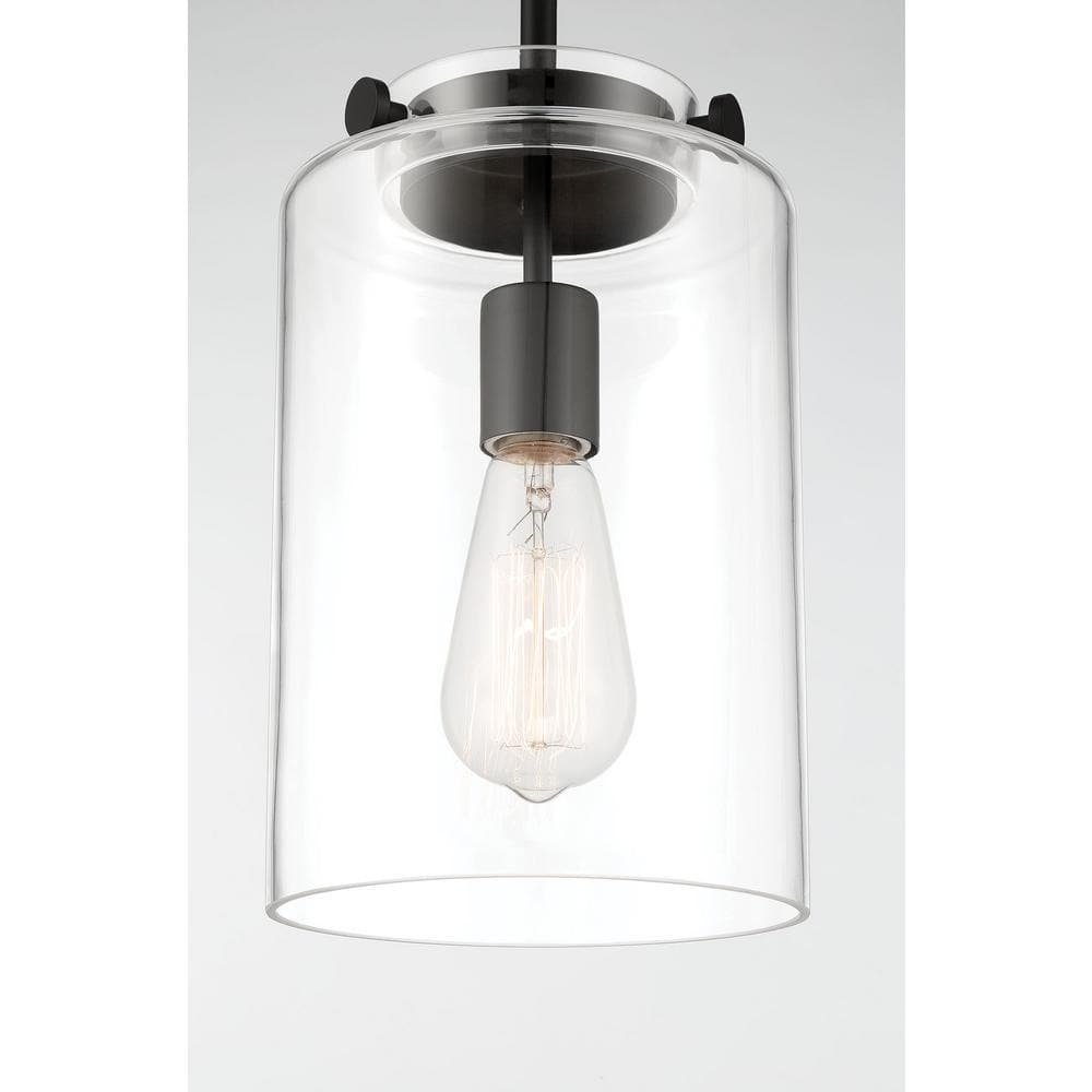 Hampton Bay Mullins 6.75 in. 1-Light Coal Mini Pendant Hanging Light, Kitchen Pendant Lighting