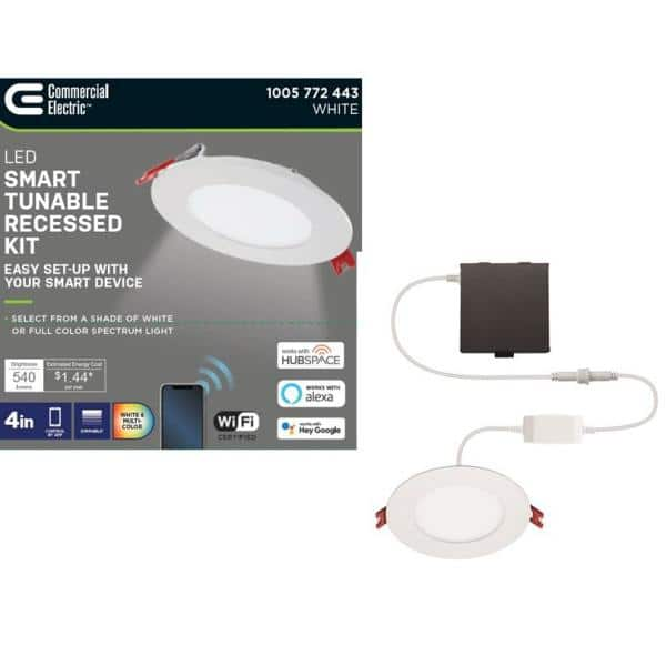 4 in. Smart Hubspace Selectable CCT Ultra Slim Integrated LED Recessed Light Kit