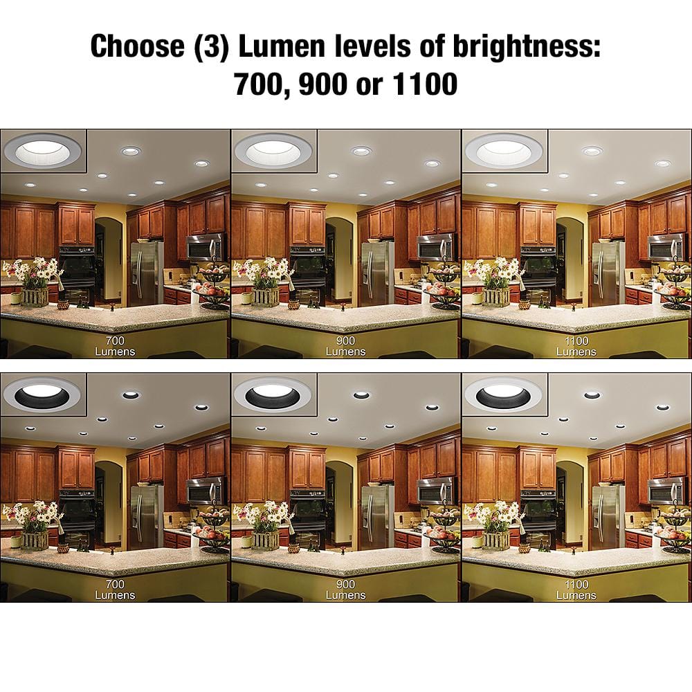 Commercial Electric 6 in. Selectable Integrated LED Recessed Trim Downlight 30 Configurations in One Fixture High Ceiling Output Dimmable