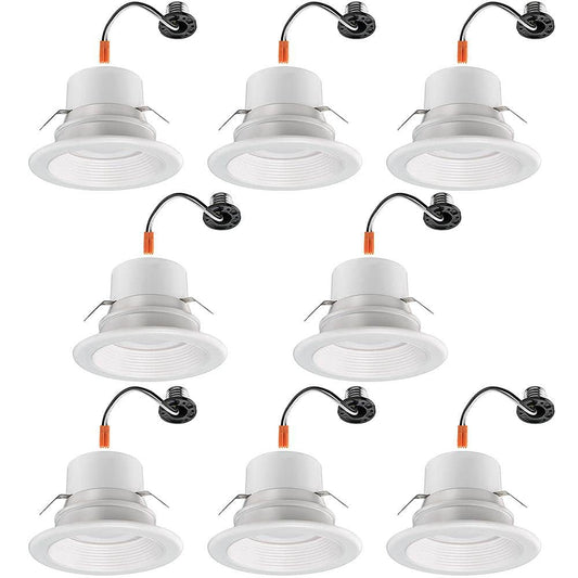 Commercial Electric 4 in. Multi Lumens and Color Selectable Integrated LED Recessed Retro Fit Trim Dimmable High Ceiling Output (8 Pack)