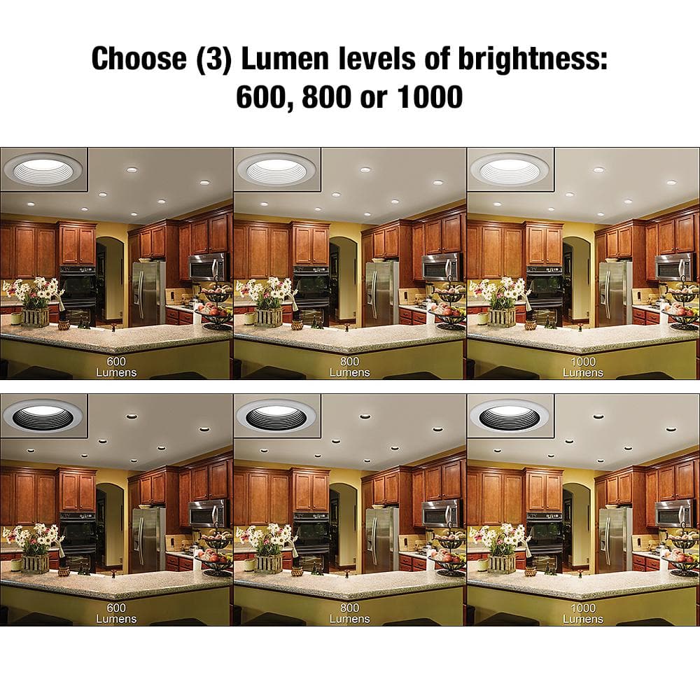 Commercial Electric 4 in. Selectable Integrated LED Recessed Trim Downlight 30 Configurations in One Fixture High Ceiling Output Dimmable