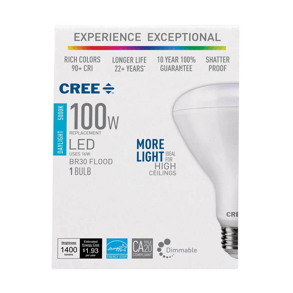100W Equivalent Daylight (5000K) BR30 Dimmable Exceptional Light Quality LED Light Bulb