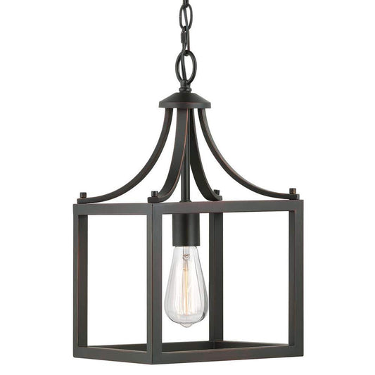 Hampton Bay Boswell Quarter 9-1/2 in. 1-Light Distressed Black Farmhouse Mini-Pendant Kitchen Light