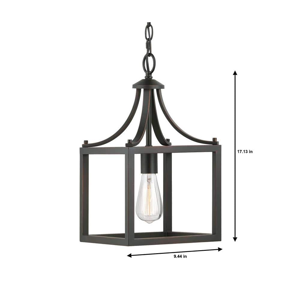 Hampton Bay Boswell Quarter 9-1/2 in. 1-Light Distressed Black Farmhouse Mini-Pendant Kitchen Light