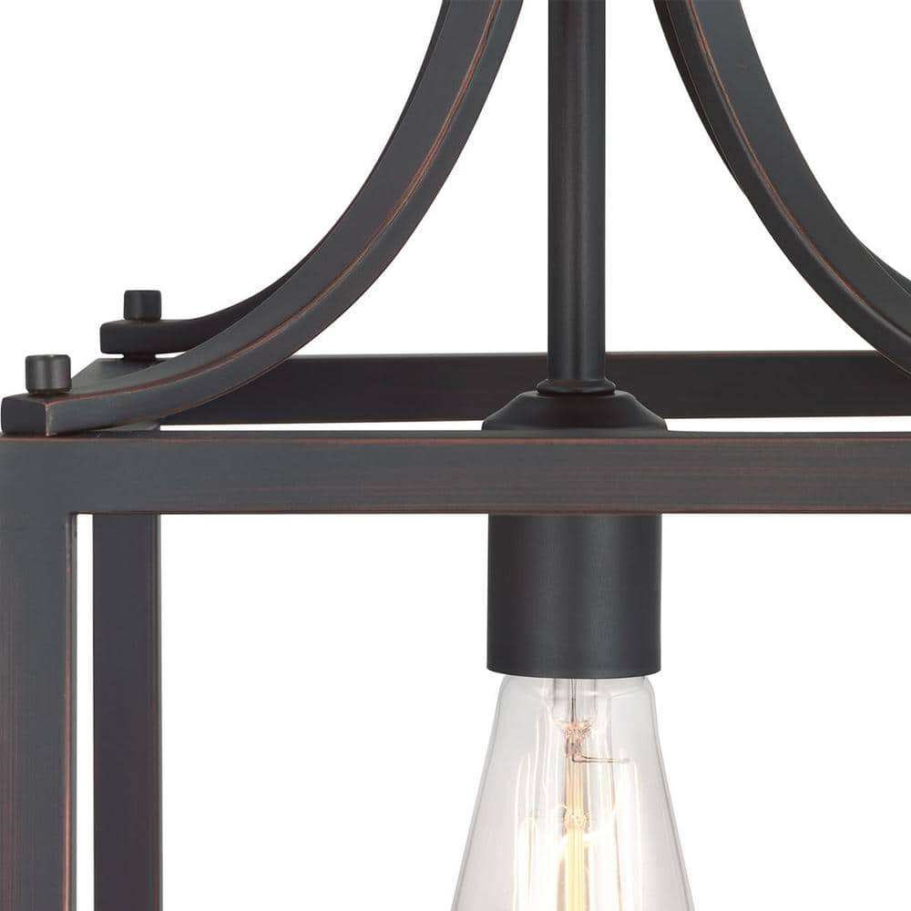 Hampton Bay Boswell Quarter 9-1/2 in. 1-Light Distressed Black Farmhouse Mini-Pendant Kitchen Light