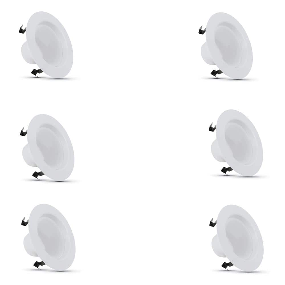 Feit Electric 4 in. 75-Watt Equivalent Bright White 3000K High Output CEC Integrated LED Retrofit White Recessed Light Trim (6-Pack)