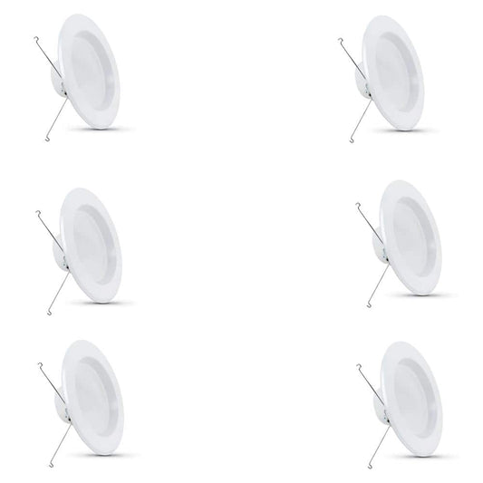 5/6 in. 75-Watt Equivalent Bright White (3000K) Integrated LED Retrofit White Recessed Light Trim Downlight (6-Pack)