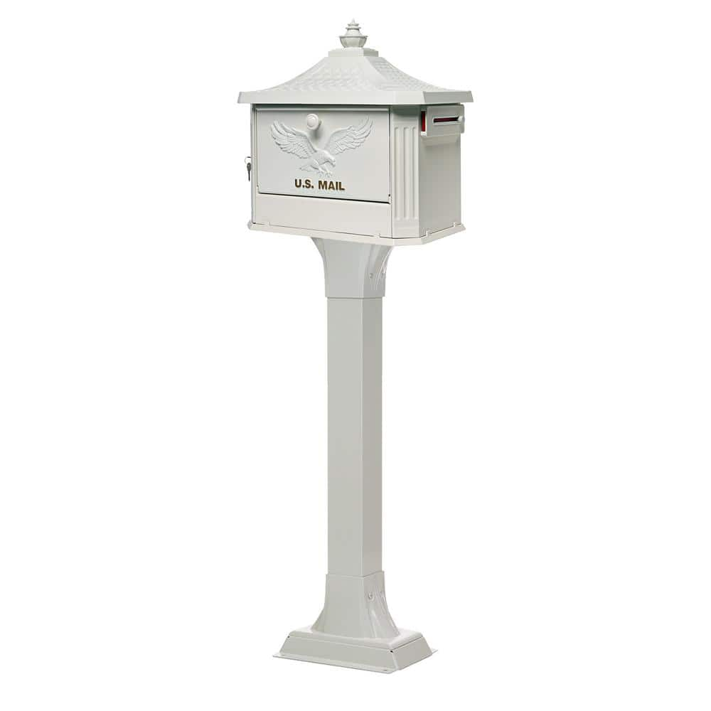 Gibraltar Mailboxes Callaway Adjustable, Aluminum, Top Mount, Mailbox Post, White