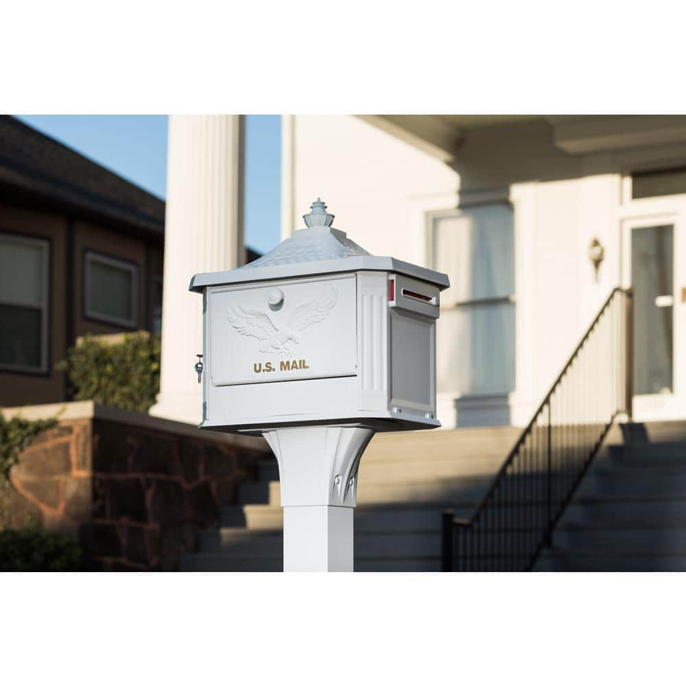 Gibraltar Mailboxes Callaway Adjustable, Aluminum, Top Mount, Mailbox Post, White