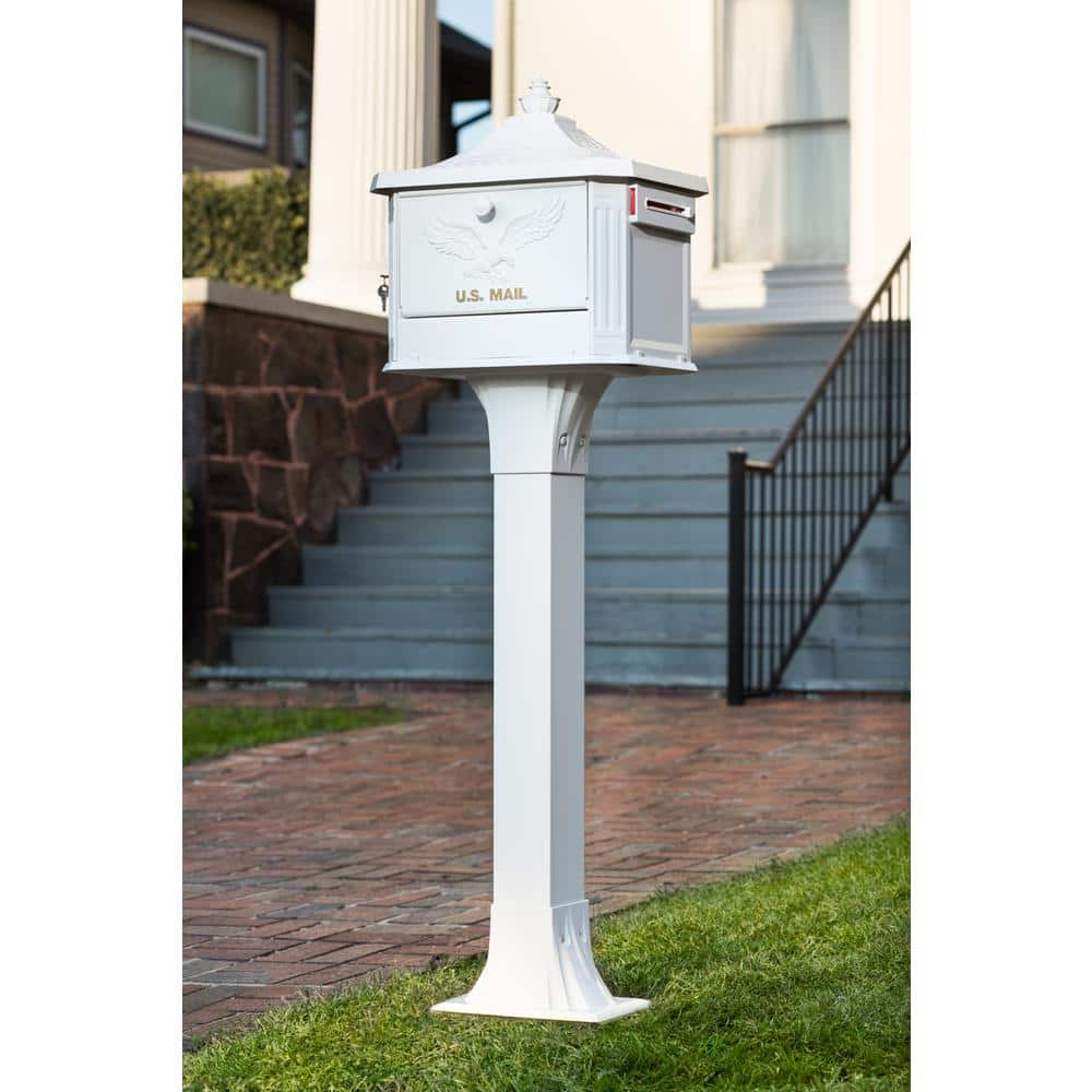 Gibraltar Mailboxes Callaway Adjustable, Aluminum, Top Mount, Mailbox Post, White