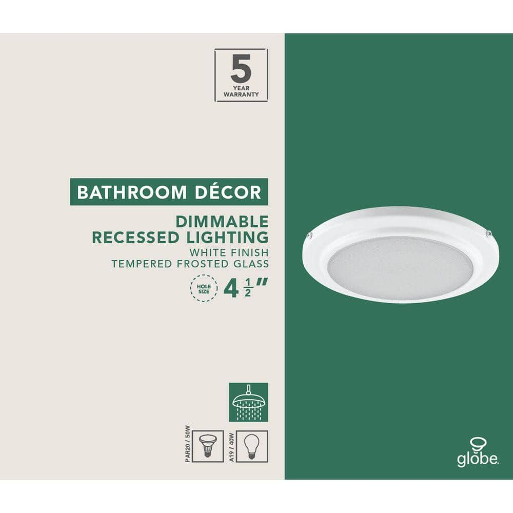 Globe Electric 5 in. White Recessed Shower Light Fixture