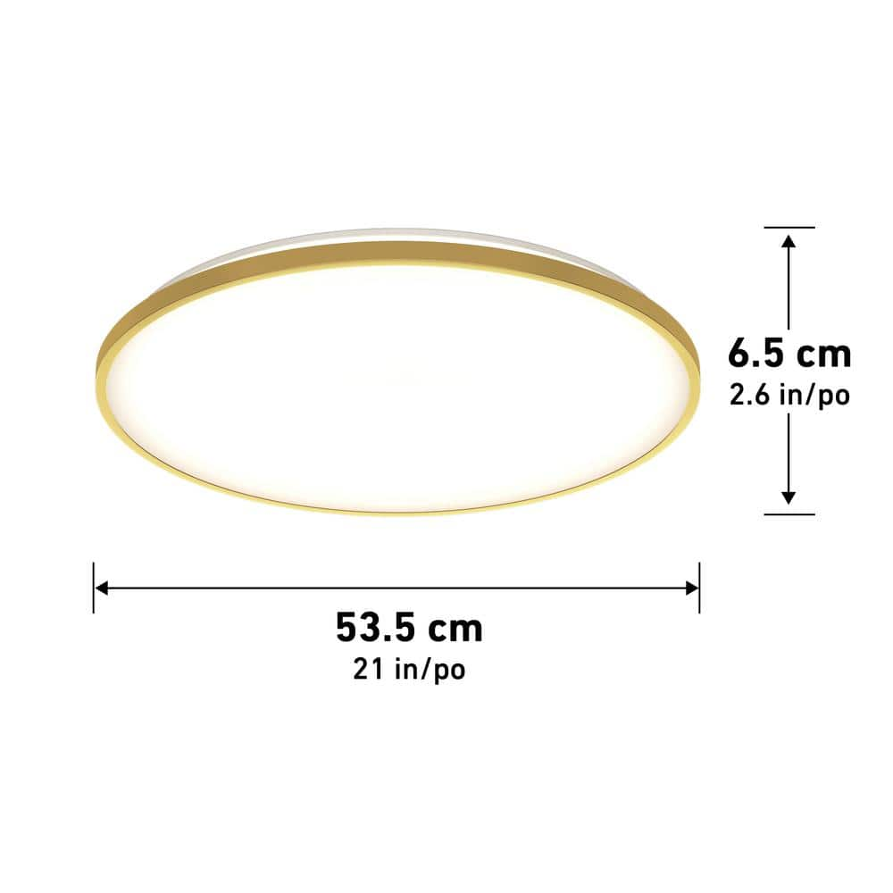 Artika Europa 21 in. 1-Light Modern Gold Selectable LED Flush Mount Ceiling Light for Bedroom