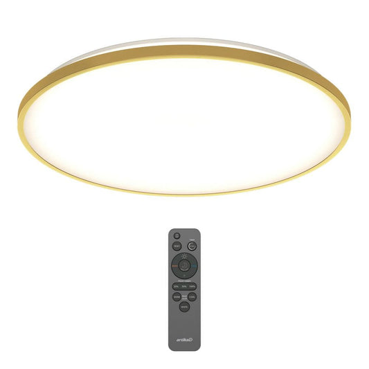 Artika Europa 21 in. 1-Light Modern Gold Selectable LED Flush Mount Ceiling Light for Bedroom