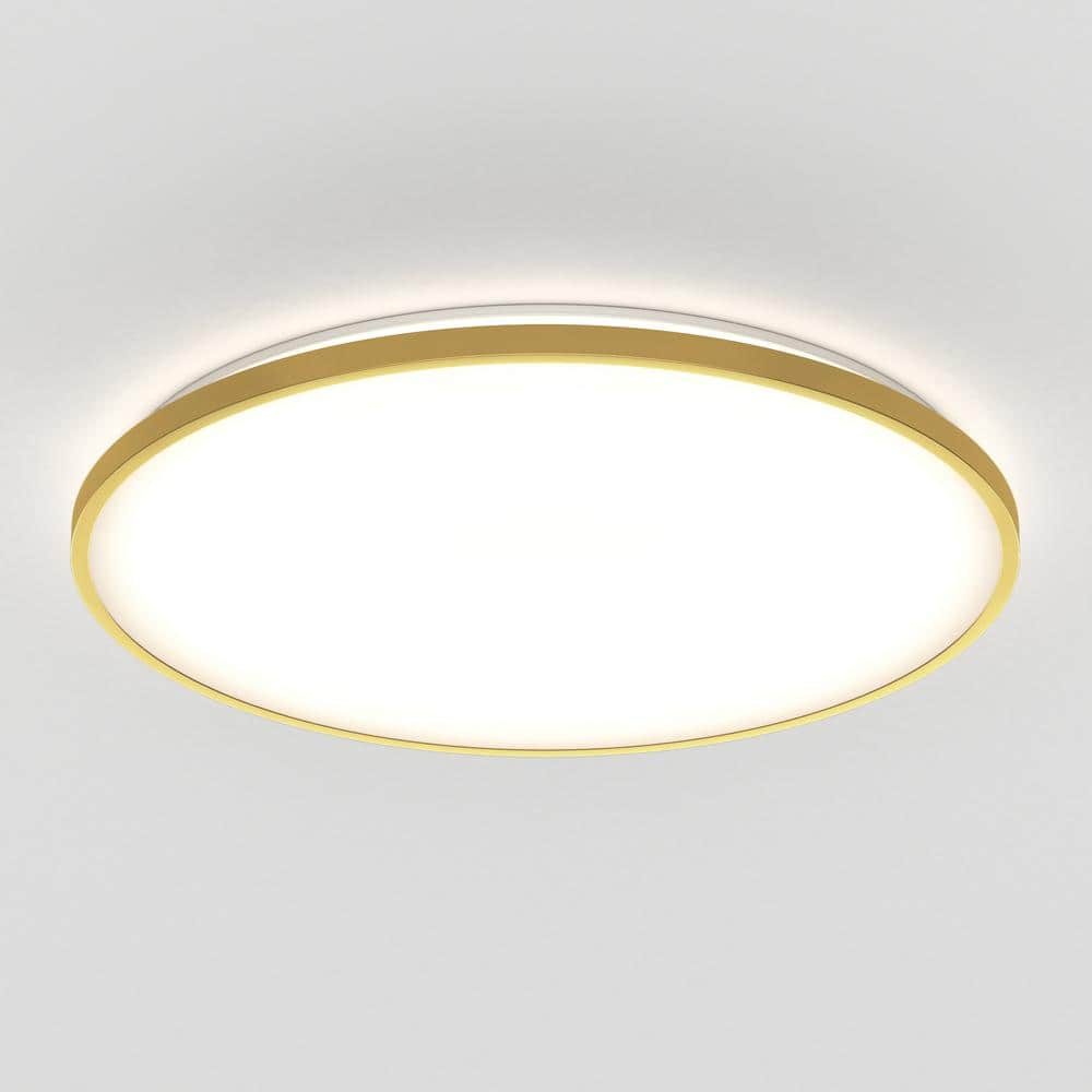 Artika Europa 21 in. 1-Light Modern Gold Selectable LED Flush Mount Ceiling Light for Bedroom