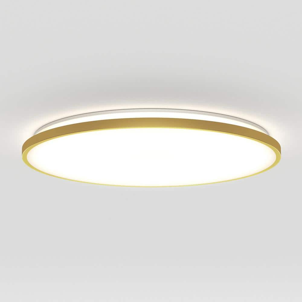 Artika Europa 21 in. 1-Light Modern Gold Selectable LED Flush Mount Ceiling Light for Bedroom